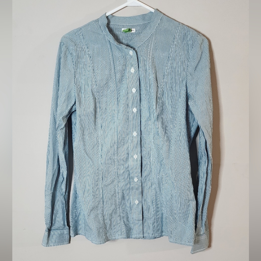 Club Monaco Striped Long Sleeve Button Up Blouse